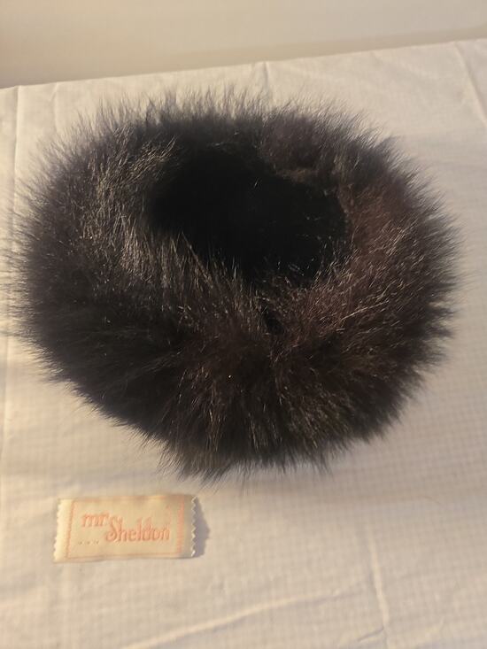 Vintage Mr Sheldon Genuine Fur Hat Dark Brown Black Women\'s Winter Pillbox USA main image 5